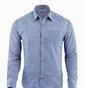 <b>Men</b>’s Authentic <b>Blue</b> Bavarian Oktoberfest Trachten <b>Shirt</b> Soft Cotton Long Sleeve S to 4XL - Product Image 1