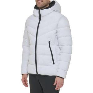 Veste d'hiver matelassée extensible pour hommes avec capuche Sherpa vestes en duvet blanc pur poches à glissière chaleur veste d'hiver coupe-vent - Product Image 3