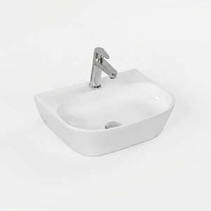 Minimalist Wall Mount Bathroom Sink Rectangle Smooth Surface White with 5 Year Warranty Laser Printed Logo - Product Image 1