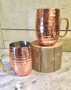 Tasses en cuivre massif martelé de style russe, vente en gros, tasses Moscow Mule, verres Moscow Mule en cuivre, tasse en cuivre martelé artisanale - Product Image 5