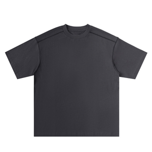 T-shirt Homme d'été en Coton Lourd 280g, Coupe Ample, Couleur Unie, Manches Courtes, avec Coutures Contrastantes - Product Image 1
