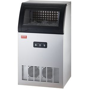 เครื่องทำน้ำแข็งดิจิตอล LED เชิงพาณิชย์ ผลิตน้ำแข็งได้ 130 ปอนด์/24 ชม. ความจุเก็บน้ำแข็ง 33 ปอนด์ 55 ก้อน ใช้เวลา 15 นาที เครื่องเตรียมอาหาร - Product Image 1