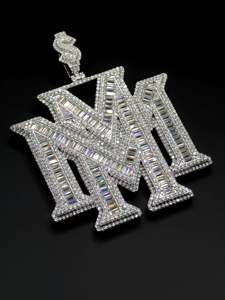 Custom Made Iced Out Hip Hop <b>Pendant</b> Chunky Lab Grown Diamond <b>Pendant</b> 925 Sterling <b>Silver</b> Heavy Handmade Moissanite Jewelry - Product Image 3
