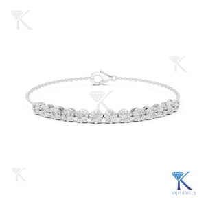 3.00mm Lab Grown Diamond Filled Bezel Set Milgrain Scalloped Edge 14K/18K <b>Solid</b> Gold Unisex Trendy Round Brilliant Cut <b>Bracelet</b> - Product Image 3