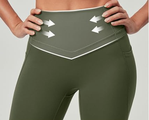 HAWK SPORTS INDUSTRIES Leggings de sport sans couture taille haute pour femme, longueur intégrale, vert olive, respirant et extensible pour l'entraînement - Product Image 2
