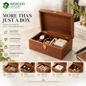Premium <b>Wooden</b> Storage <b>Box</b> <b>with</b> <b>Lid</b> | Custom Solid Wood Gift <b>Box</b> for Jewelry Keepsakes Collectibles and Luxury Packaging - Product Image 2