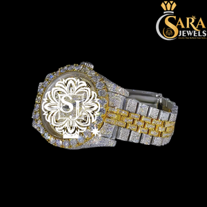 New Arrival Luxury Hip Hop Stainless Steel <b>Watch</b> Two Tone Moissanite Diamond 40mm <b>7</b> Rose Gold Roman Analog 20mm Antique Glass - Product Image 3