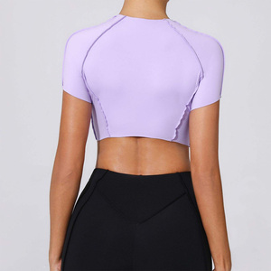 Most Demanding Women <b>Cropped</b> Fitness Yoga <b>Tops</b> Seamless Gym Training Short Sleeve Quick Dry Corset <b>Top</b> Ladies Yoga Workout <b>Tops</b> - Product Image 3
