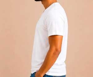 STELLAR <b>Men's</b> White V Neck Long Sleeve T-<b>Shirt</b> Solid Color Casual Regular Fit Knitted Eco-Friendly Polyester/Cotton - Product Image 3