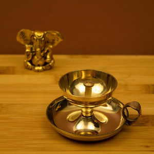 Traditional Brass Diya for Puja Aarti Akhand Jyoti Deepak Deepam Oil Lamp for Home <b>Mandir</b> Temple Daily Worship Diwali Religious - Product Image 3
