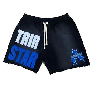 custom design OEM distressed embroidery sun faded washed hot <b>shorts</b> cotton fleece high quality <b>Men's</b> <b>Bermuda</b> Cotton <b>Shorts</b> - Product Image 1