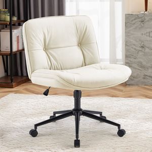 Sedia da Ufficio Moderna e Confortevole, Girevole con Regolazione in Altezza, Base a Croce, Senza Braccioli, Seduta Larga con Ruote per Computer - Product Image 2