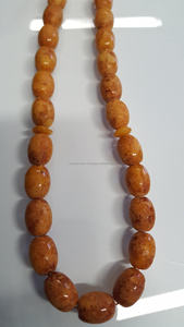 สายประคำสวดมนต์และสมาธิทำจากยางสังเคราะห์สีอำพันแบบวงรีลายลูกประคำ - Product Image 4