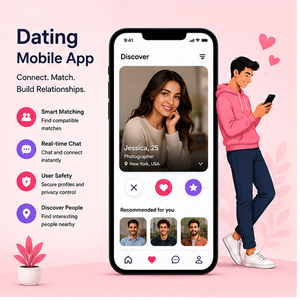 Solución de Desarrollo de Aplicaciones de Citas Modernas con Perfiles de Video, Emparejamiento por Deslizamiento y Funciones de Chat en Vivo - Product Image 1