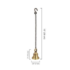 Handcrafted Brass Temple Bell with Hanging Chain Traditional Puja <b>Mandir</b> Home Decor Brass Temple Bell with Chain Ghanti for Home - Product Image 3