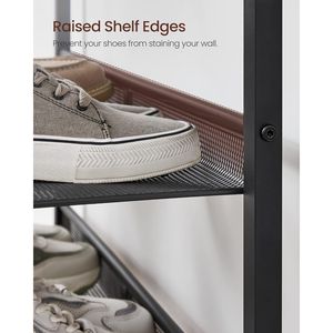 5-Tier Freestanding <b>Shoe</b> <b>Rack</b> Organizer Adjustable <b>Industrial</b> Storage Shelves Rustic Brown MDF - Product Image 4