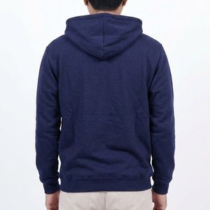 เสื้อฮู้ดผู้ชายสีน้ำเงินกรมท่าแบบสั่งทำพิเศษ ลายพิมพ์มือสีขาว ทรงปกติ ผ้าฝ้ายถัก สวมใส่สบายๆ ในฤดูใบไม้ร่วง - Product Image 2