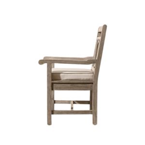 Silla de Comedor Rústica de Teca para Exteriores con Cojín de Espuma, Estructura de Madera Resistente y Patas Cónicas para Patio o Terraza - Product Image 3