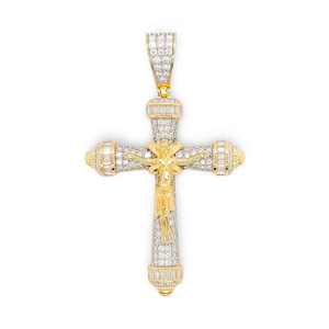 จี้รูปไม้กางเขนชุบทองประดับเพชรโมอิสซาไนต์ทรงกลม เงินแท้ 925 สำหรับทั้งชายและหญิง เครื่องประดับศาสนาสุดหรู - Product Image 1