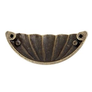 Poignée de meuble vintage en métal en forme de coquille, finition laiton antique, pour tiroir - Product Image 2