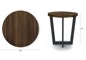 Modern <b>Round</b> <b>Coffee</b> <b>Table</b> Side End <b>Table</b> <b>Wood</b> Top Metal Legs Living Room Accent Furniture - Product Image 3