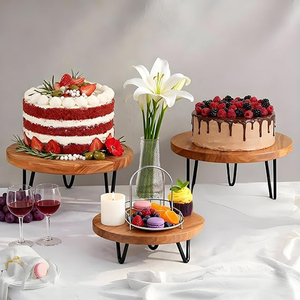 3 Pcs Buffet <b>Risers</b> Wood Round Food <b>Riser</b> Dessert <b>Table</b> Display Stand Set for Party Wood Cupcake Stand Cake Stand - Product Image 1