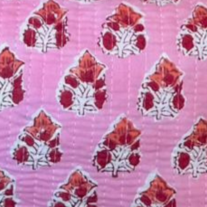 Handmade Jaipur Block Printed Cotton Cosmetic Bag Set Pink Floral Block Print Bohemian Style Eco-Friendly Travel Organize - Product Image 4