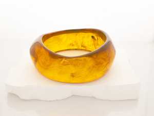Handmade Marble Resin Bangle Stackable Chunky Wavy Gold Metal Resin Craft Curved Dome Cuff Bracelet Set Jewelry - Product Image 4