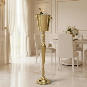 Gold Metal <b>Champagne</b> <b>Bucket</b> <b>Stand</b> with Ring Handles for Wedding - Product Image 5
