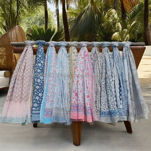 Paréo en coton doux imprimé blocs indiens Vêtements de plage et de villégiature - Product Image 1