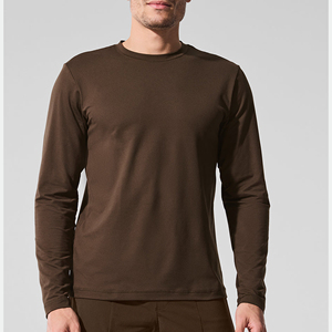 Men's Casual Long Sleeve T <b>Shirt</b> Custom Logo <b>100</b>% Cotton Breathable Lightweight Basic Tee - Product Image 1