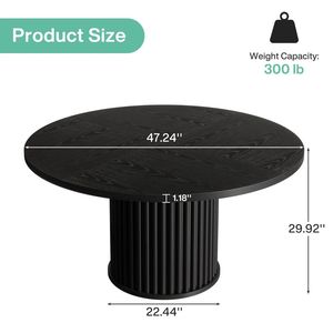 Table de salle à manger ronde en bois avec base en métal pour cuisine et salon - Product Image 5