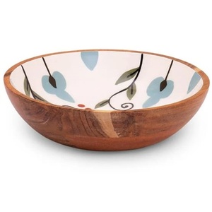 Tazón Redondo de Madera para Ensalada con Diseño Impreso en Esmalte, Tazón Redondo de Madera con Diseño de Mango, en Oferta - Product Image 2
