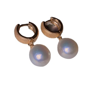 Classic 10-11mm Baroque Freshwater Pearl Dangle Earrings with Luxury Retro Style 14K Gold Injection <b>Bright</b> <b>Light</b> - Product Image 5