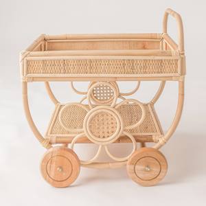 Jouets éducatifs pour bébés, chariots à thé en rotin, chariots en canne naturelle, chariots roulants pour enfants - Product Image 3