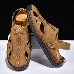 Men's <b>Closed</b> <b>Toe</b> Breathable Hollow <b>Sandals</b> Outdoor Casual Slippers Plus Size Beach Shoes - Product Image 1