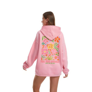 Sudadera con Capucha Moderna con Estampado Gráfico Rosa, Sudadera de Manga Larga, Sudadera Informal para la Playa - Product Image 1