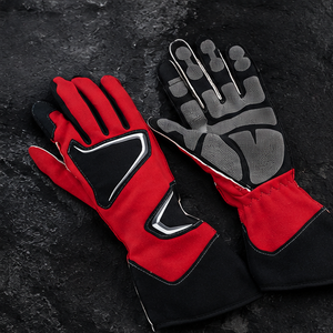 Racing Gloves Full Finger Red Black PU Coating Non-Slip <b>Outdoor</b> Unisex <b>Hook</b> And Loop Closure - Product Image 4