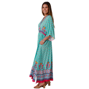Vestido Maxi Elegante para Mujer, Vestido Estampado de Manga Corta - Product Image 1