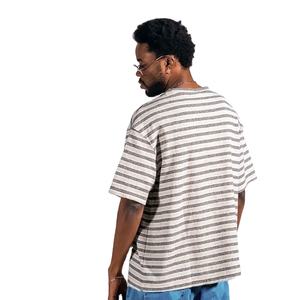 เสื้อยืดผู้ชายไซส์ใหญ่ คอกลม แบบสั่งทำพิเศษ OEM ผ้าฝ้าย 100% ซับในลายทาง เสื้อยืดโอเวอร์ไซส์สำหรับผู้ชาย - Product Image 4