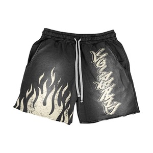 Shorts pour femmes en coton polyester French Terry 320 GSM, bleu délavé, impression puff, impression sérigraphique, logo personnalisé - Product Image 2