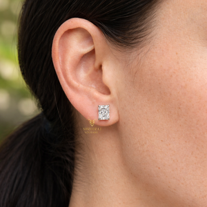 Pendientes de Diamantes de Laboratorio con Certificación IGI de 1ct, 2ct, 5ct, Oro Blanco Sólido de 10K, 14K, 18K, Juego de Pendientes con Diamantes de Laboratorio de Corte Radiante - Product Image 2