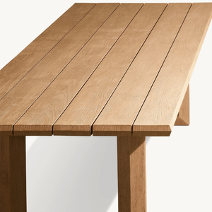 Mesa de Comedor Rectangular de Madera de Teca Sólida Más Vendida con Diseño Moderno; Duradera, Adecuada para Exteriores, Hoteles, Parques, Villas - Product Image 1