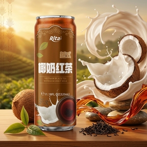 Thé noir vietnamien au lait de coco 320 ml (11,18 fl oz) en boîte – Boisson au thé de qualité supérieure au lait de coco liquide - Product Image 3