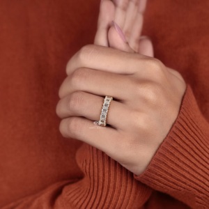 Anillo de Eternidad de Oro de 14K con Diamantes Cultivados en Laboratorio, Certificado EGL, Anillo de Boda Alternado, Joyería Personalizada al por Mayor - Product Image 2