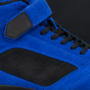 Bottes de moto en cuir véritable bleu, hauteur cheville, fermeture auto-agrippante, doublure en maille respirante, semelle extérieure en caoutchouc, semelle intermédiaire en EVA, légères, toutes saisons - Product Image 5