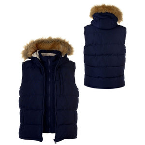 Chaleco Acolchado Negro para Hombre, Chaqueta sin Mangas con Forro de Piel, Capucha para Clima Frío, Ropa de Invierno para Exteriores, Chaleco Acolchado de Algodón con Capucha - Product Image 3