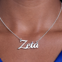 Collier Prénom Zeta Minimaliste Pendentif Script Chaîne Or Argent Personnalisé Bijou Sororité Grecque Cadeau Élégant Usage Quotidien
