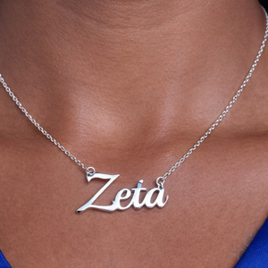 Zeta <b>Name</b> Necklace Minimalist Script Pendant <b>Chain</b> Gold Silver Personalized Greek Sorority Jewelry Gift Elegant Daily Wear - Product Image 2