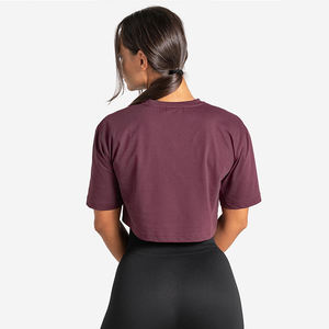 Top Deportivo Corto de Verano 100% Algodón Elástico para Mujer, Ropa de Gimnasio de Secado Rápido, Corte Ajustado, Cuello en V - Product Image 3